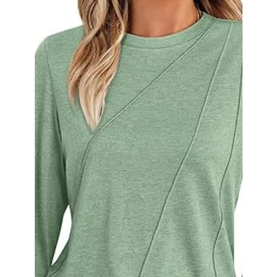 Round Neck Long Sleeve Top Apparel and Accessories