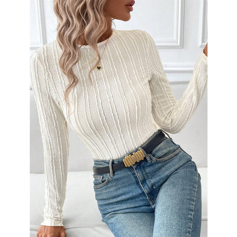 Round Neck Long Sleeve Top Apparel and Accessories