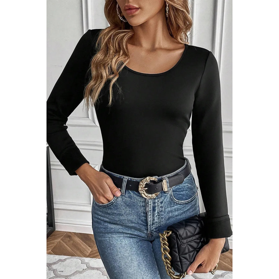 Round Neck Long Sleeve Top Apparel and Accessories