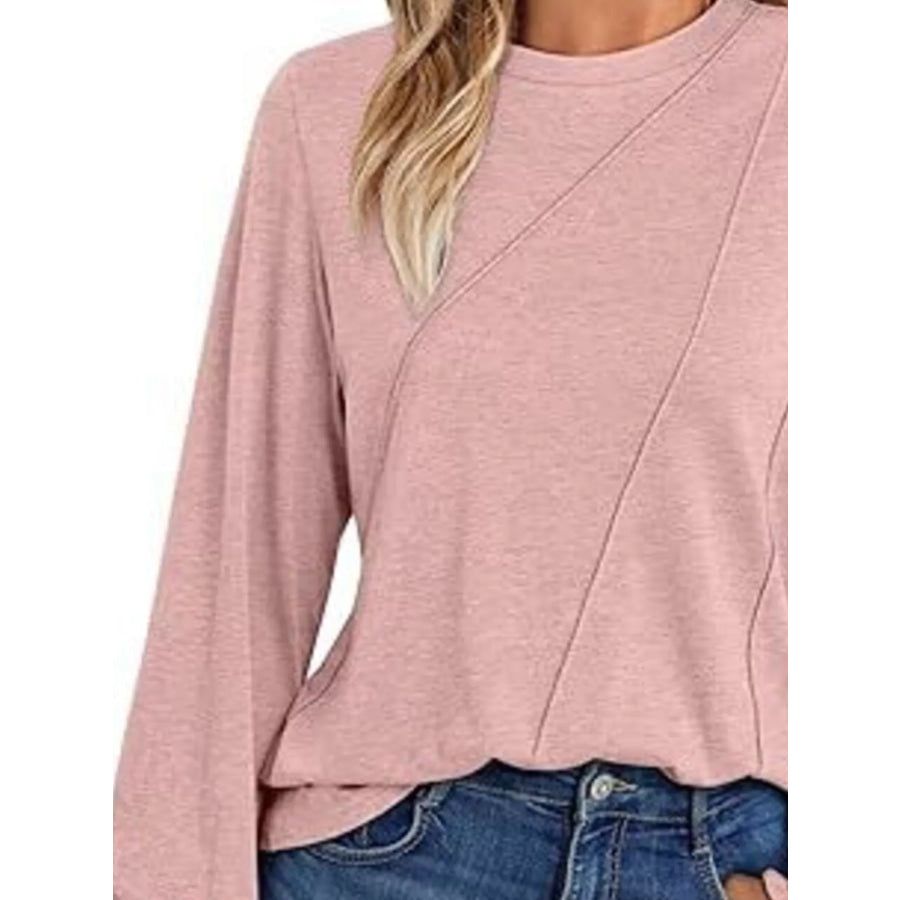 Round Neck Long Sleeve Top Apparel and Accessories