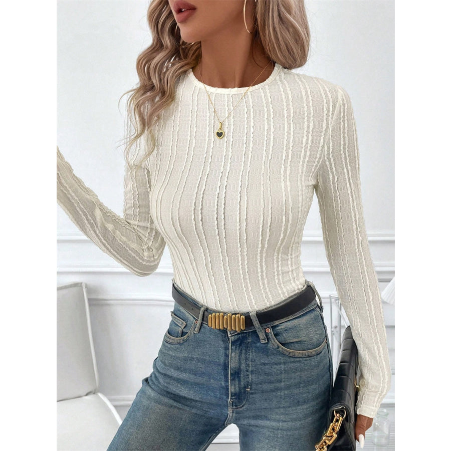 Round Neck Long Sleeve Top Apparel and Accessories