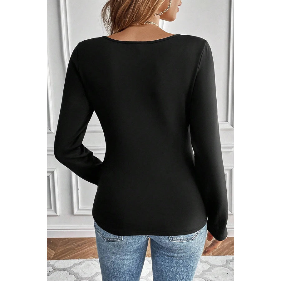 Round Neck Long Sleeve Top Apparel and Accessories