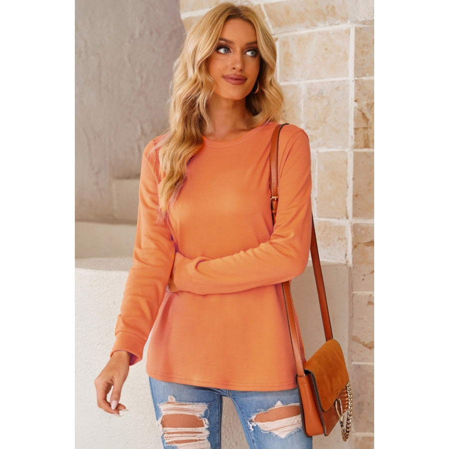 Round Neck Long Sleeve Top