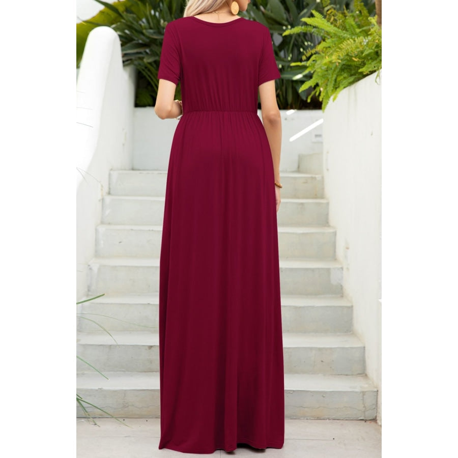 Round Neck Maxi Tee Dress with Pockets