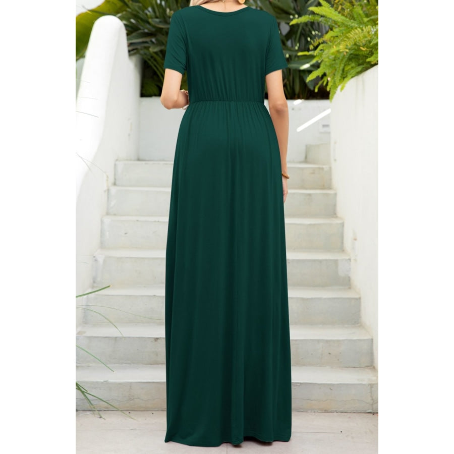 Round Neck Maxi Tee Dress with Pockets