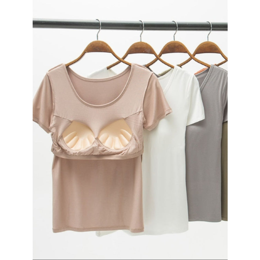 Round Neck Modal T - Shirt with Bra Apparel and Accessories