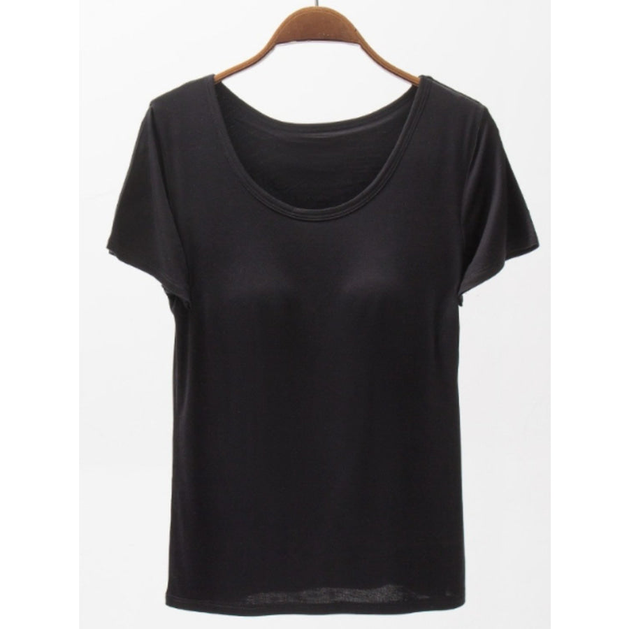 Round Neck Modal T - Shirt with Bra Black / M Apparel and Accessories
