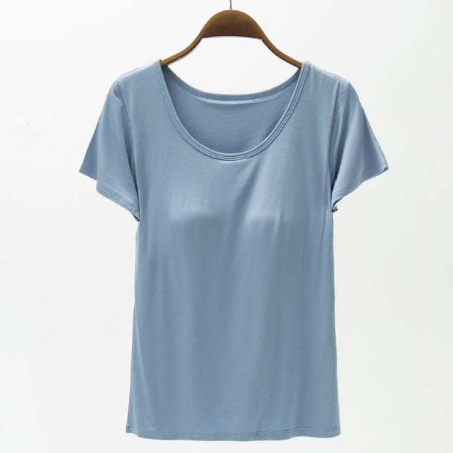 Round Neck Modal T - Shirt with Bra Misty Blue / M Apparel and Accessories