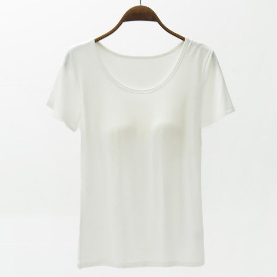 Round Neck Modal T - Shirt with Bra White / M Apparel and Accessories