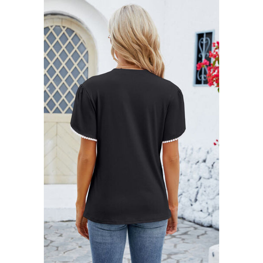 Round Neck Petal Sleeve T - Shirt Apparel and Accessories