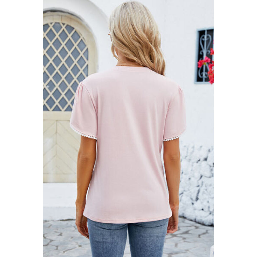 Round Neck Petal Sleeve T - Shirt Apparel and Accessories
