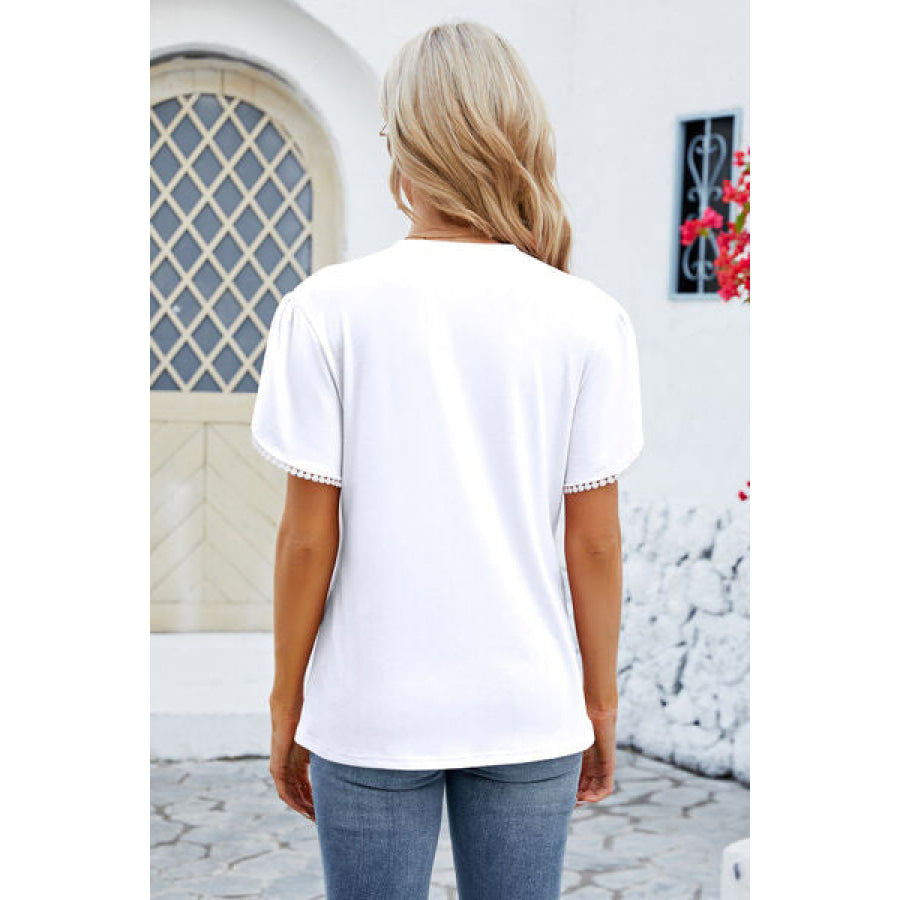Round Neck Petal Sleeve T - Shirt Apparel and Accessories