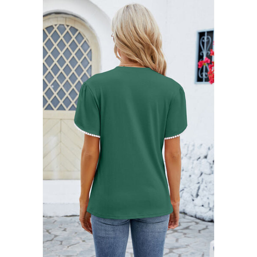 Round Neck Petal Sleeve T - Shirt Apparel and Accessories