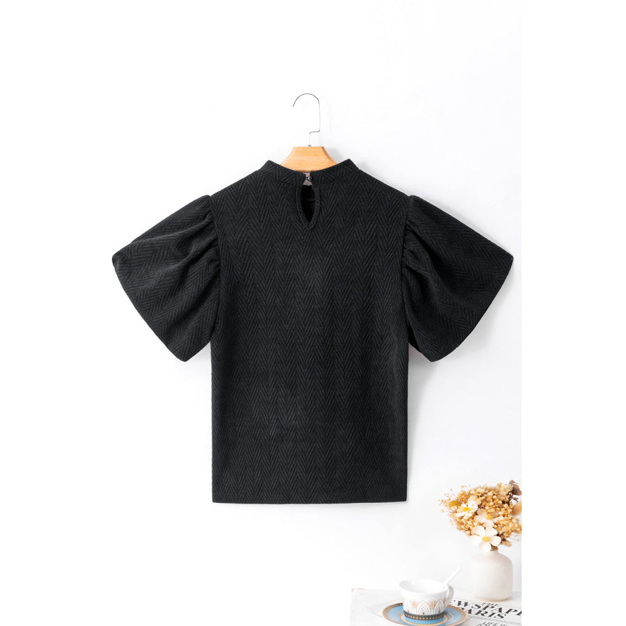 Round Neck Puff Sleeve Blouse Apparel and Accessories