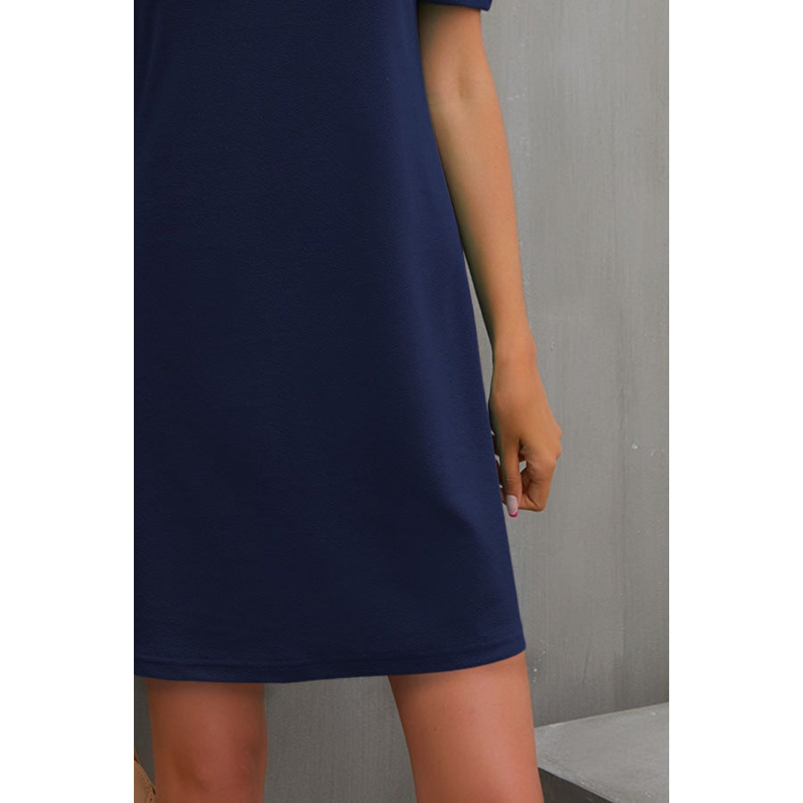 Round Neck Puff Sleeve Mini Dress Apparel and Accessories