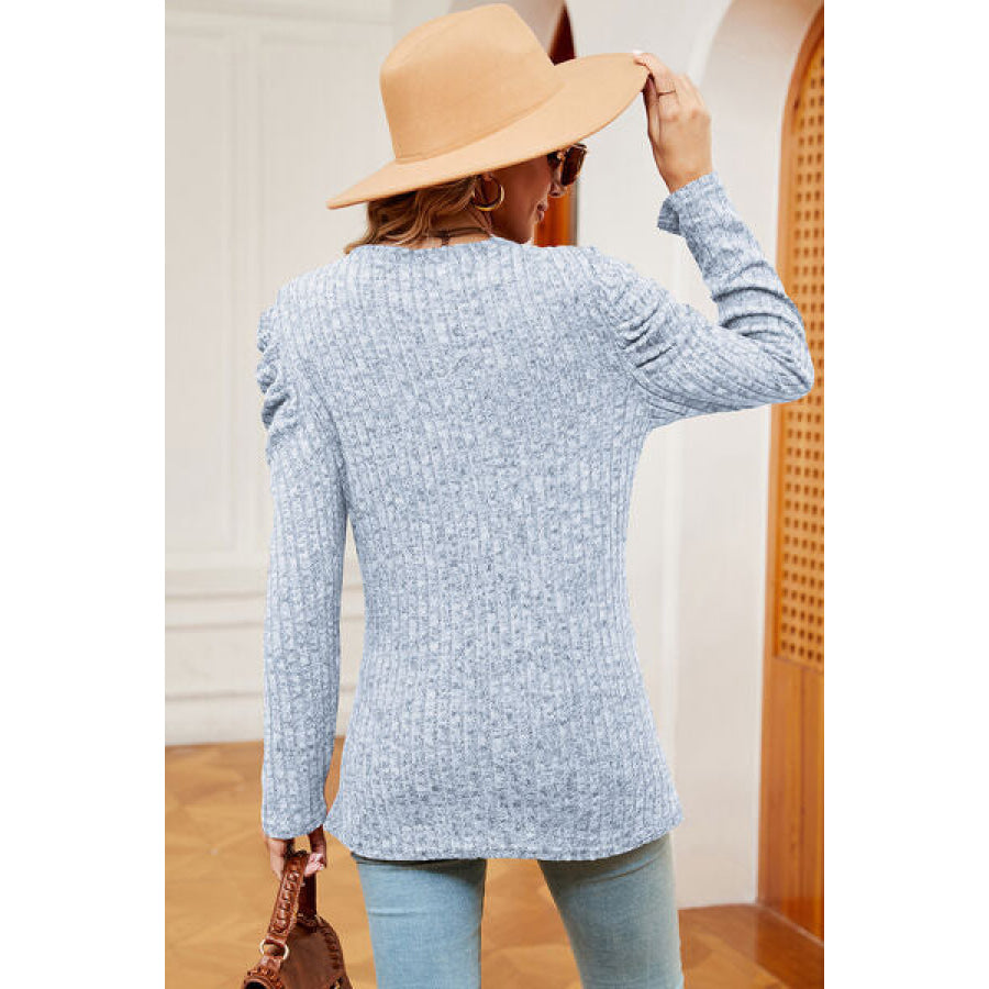 Round Neck Puff Sleeve T - Shirt Apparel and Accessories