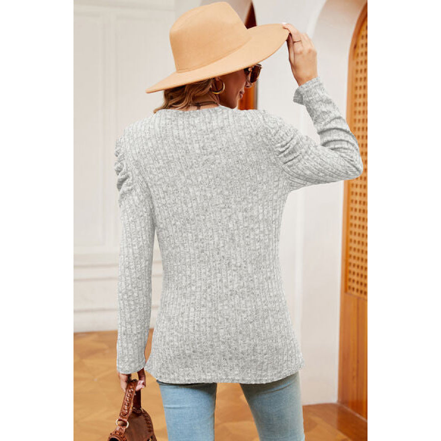 Round Neck Puff Sleeve T - Shirt Apparel and Accessories
