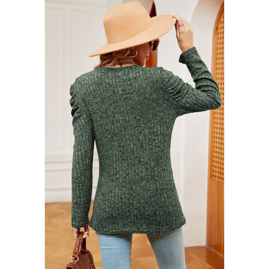 Round Neck Puff Sleeve T - Shirt Apparel and Accessories