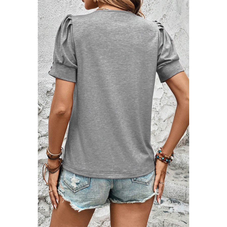 Round Neck Puff Sleeve T - Shirt Apparel and Accessories