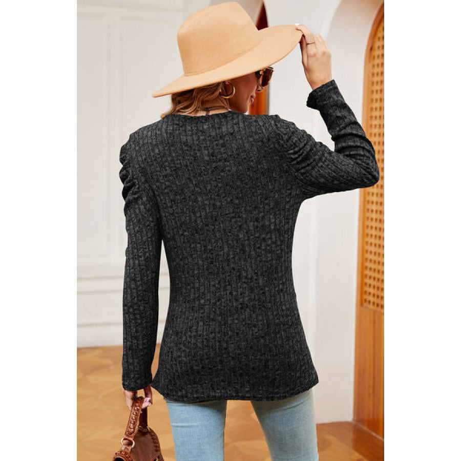 Round Neck Puff Sleeve T - Shirt Apparel and Accessories