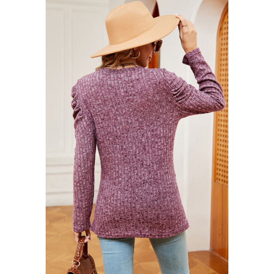 Round Neck Puff Sleeve T - Shirt Apparel and Accessories