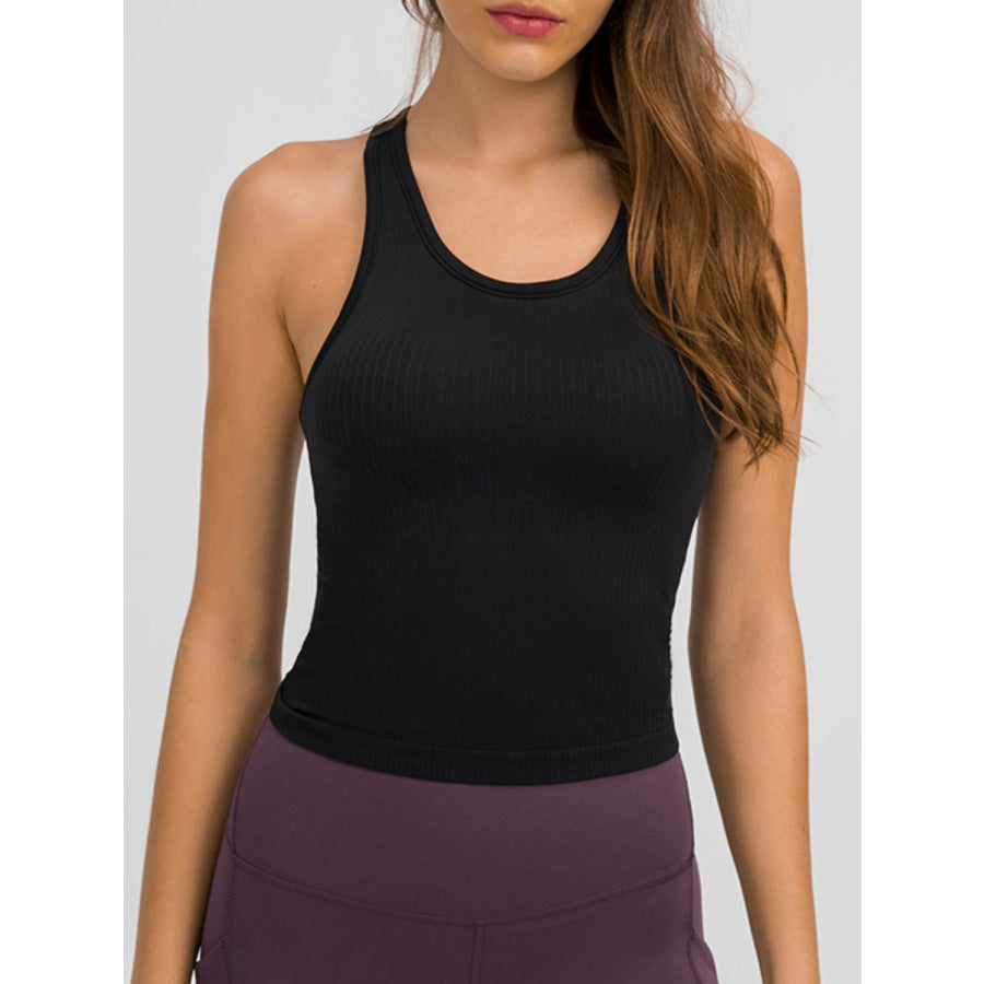 Round Neck Racerback Active Tank Black / 4 Apparel and Accessories