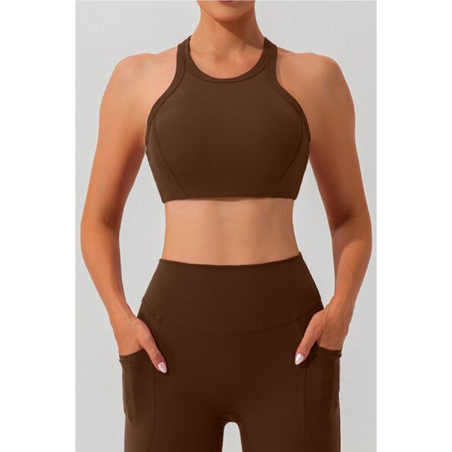 Round Neck Racerback Active Tank Chestnut / S Apparel and Accessories