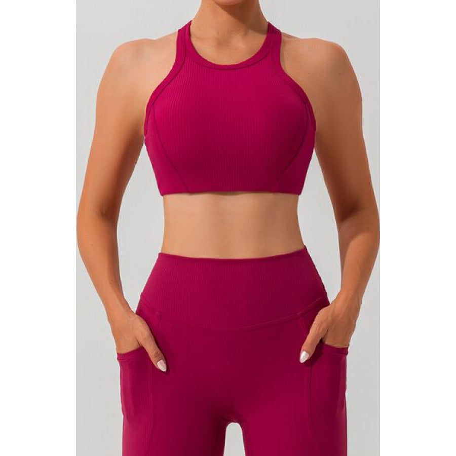 Round Neck Racerback Active Tank Deep Rose / S Apparel and Accessories