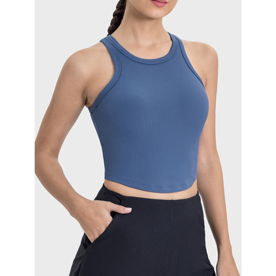 Round Neck Racerback Active Tank Dusty Blue / 4 Apparel and Accessories