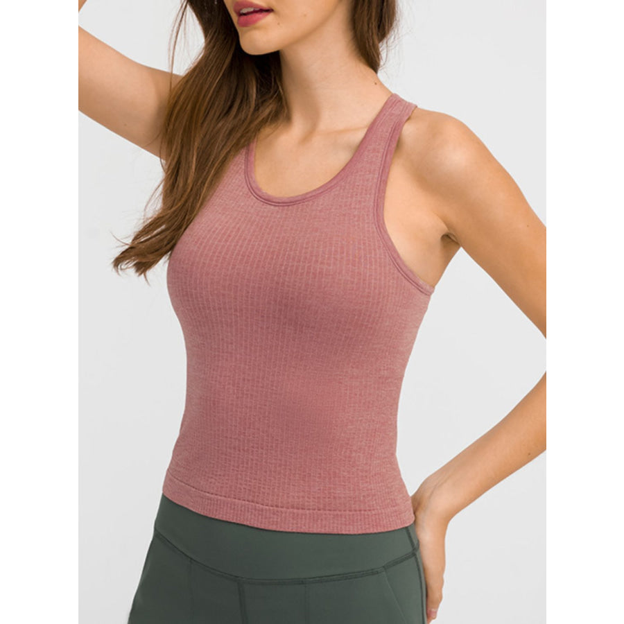 Round Neck Racerback Active Tank Dusty Pink / 4 Apparel and Accessories