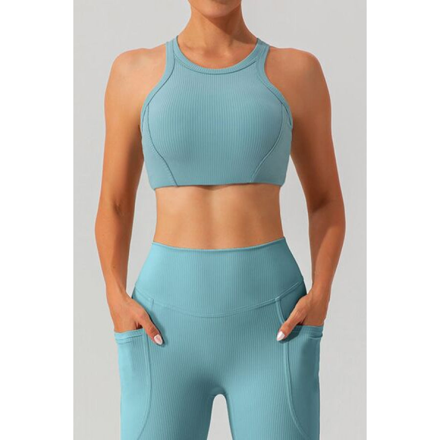 Round Neck Racerback Active Tank Pastel Blue / S Apparel and Accessories