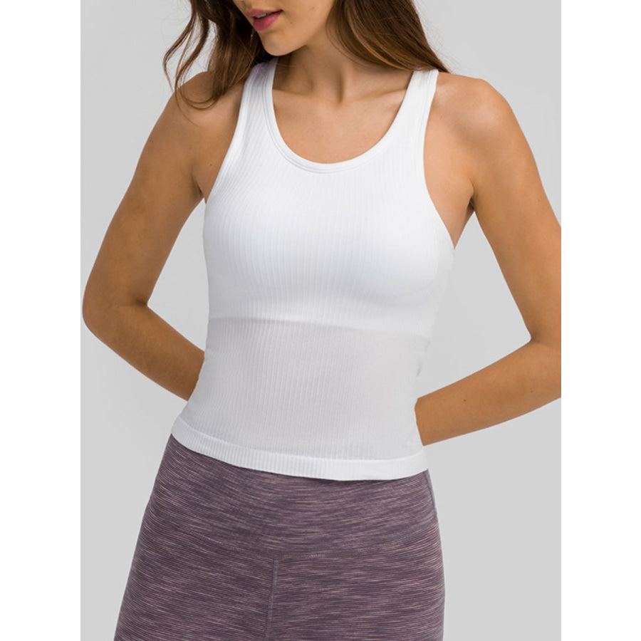 Round Neck Racerback Active Tank White / 4 Apparel and Accessories