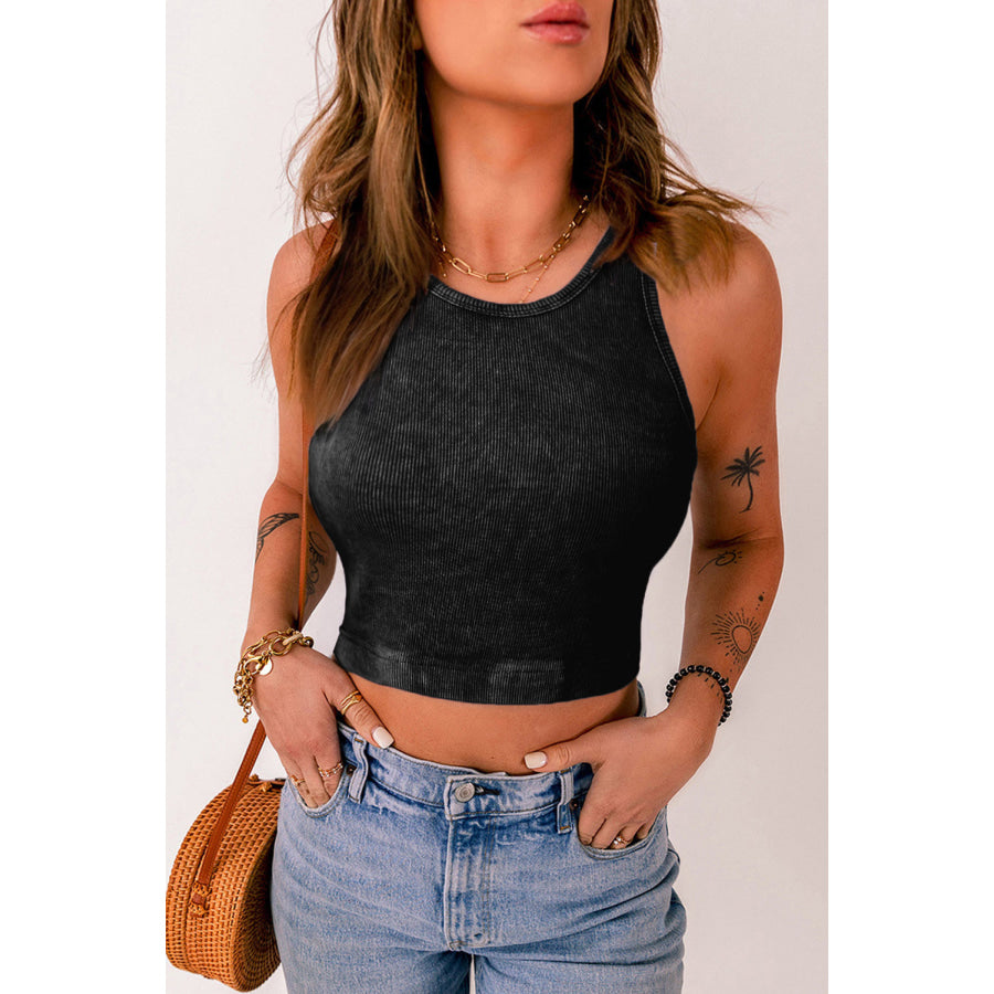 Round Neck Racerback Tank Black / S Apparel and Accessories