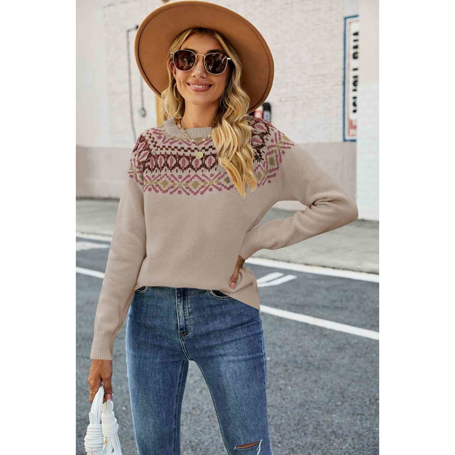 Round Neck Raglan Sleeve Sweater