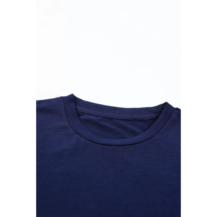 Round Neck Rolled Sleeve T-Shirt Apparel and Accessories