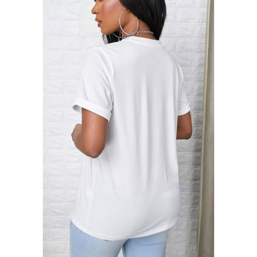 Round Neck Rolled Sleeve T-Shirt Apparel and Accessories