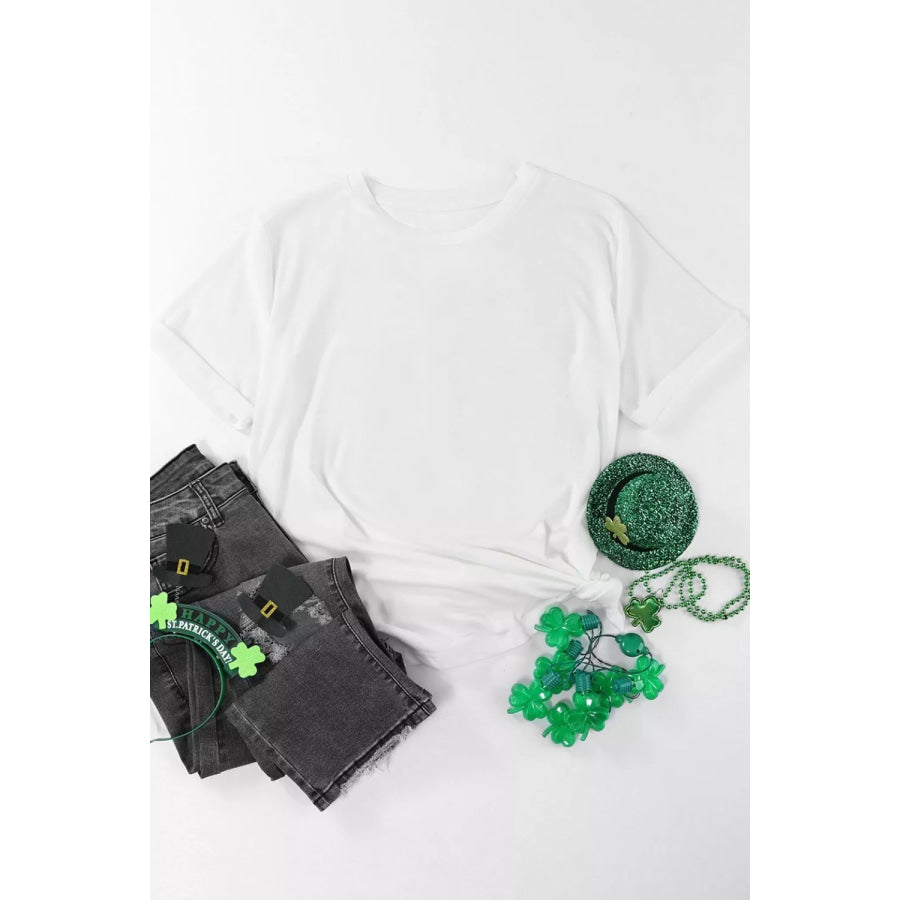 Round Neck Rolled Sleeve T-Shirt Apparel and Accessories