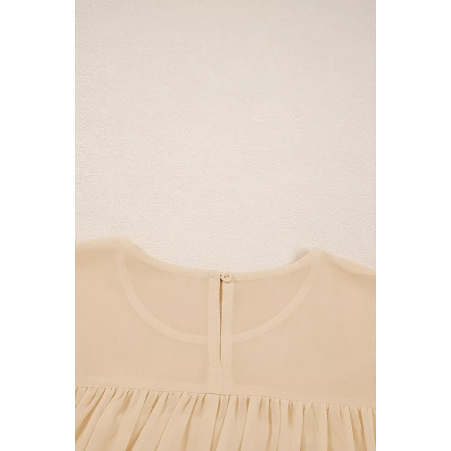 Round Neck Ruffle Sleeve Blouse Apparel and Accessories