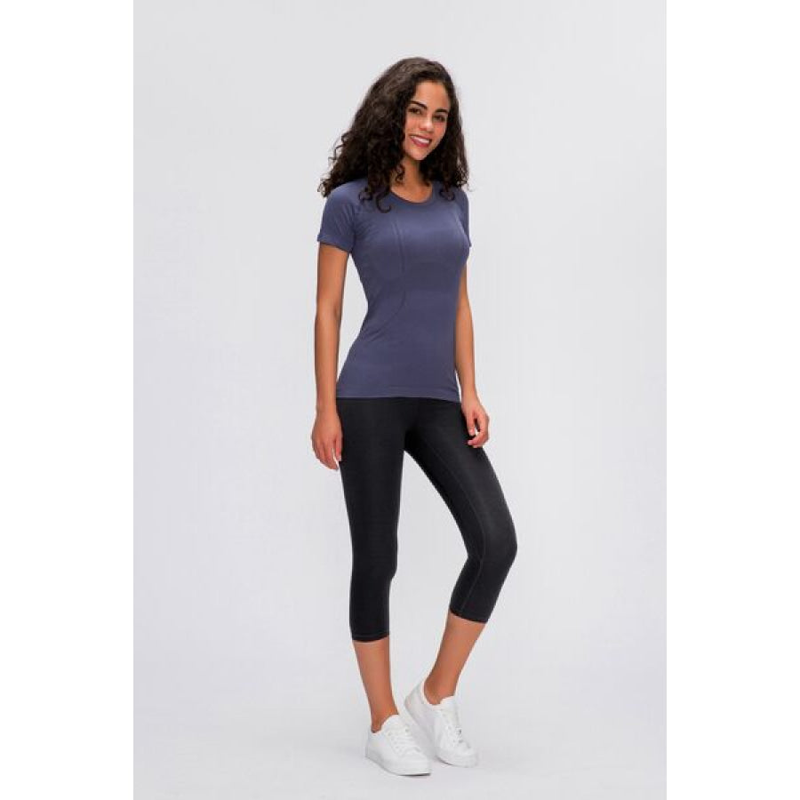 Round Neck Short Sleeve Active T - Shirt Apparel and Accessories