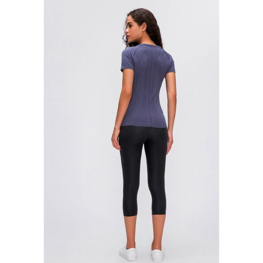 Round Neck Short Sleeve Active T - Shirt Apparel and Accessories