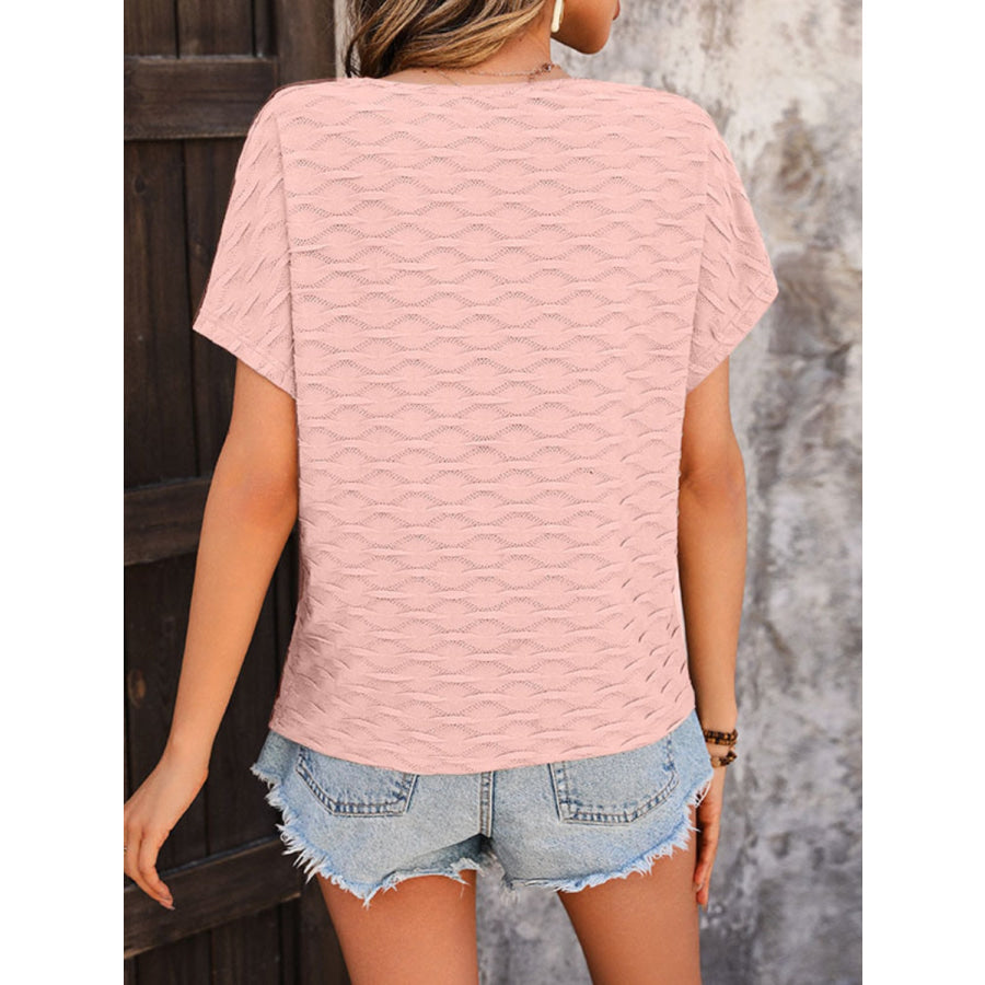 Round Neck Short Sleeve Blouse Apparel and Accessories