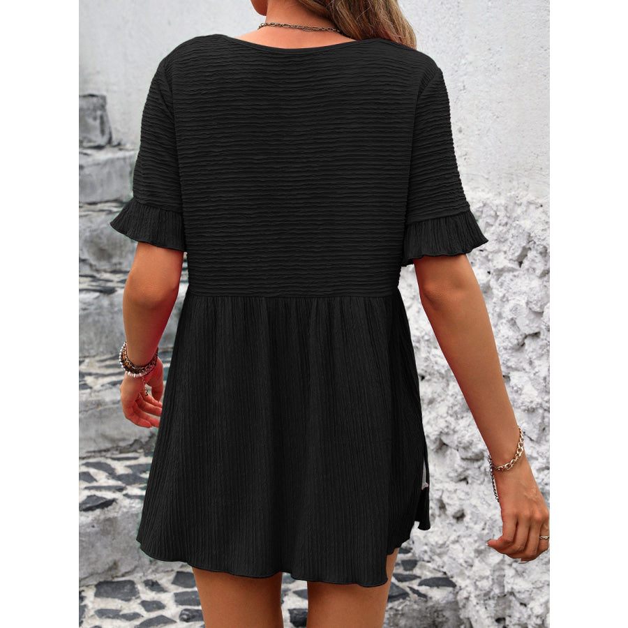 Round Neck Short Sleeve Blouse Apparel and Accessories