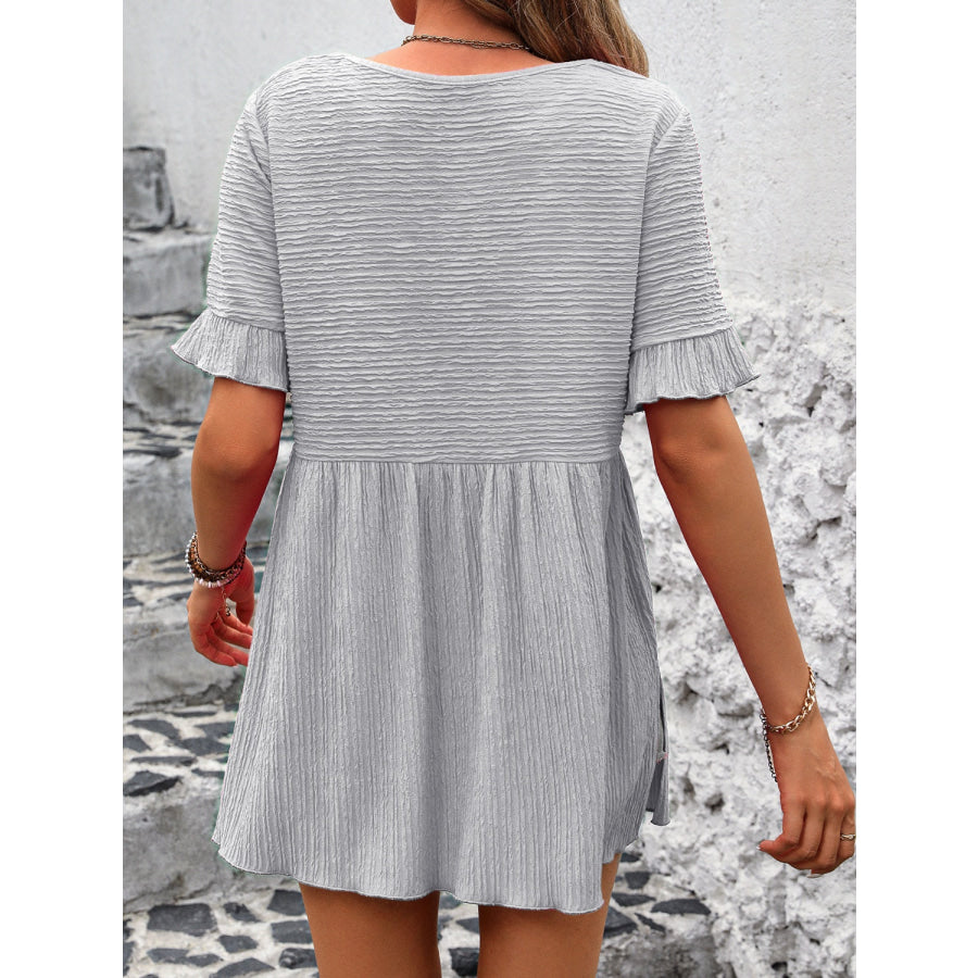 Round Neck Short Sleeve Blouse Apparel and Accessories