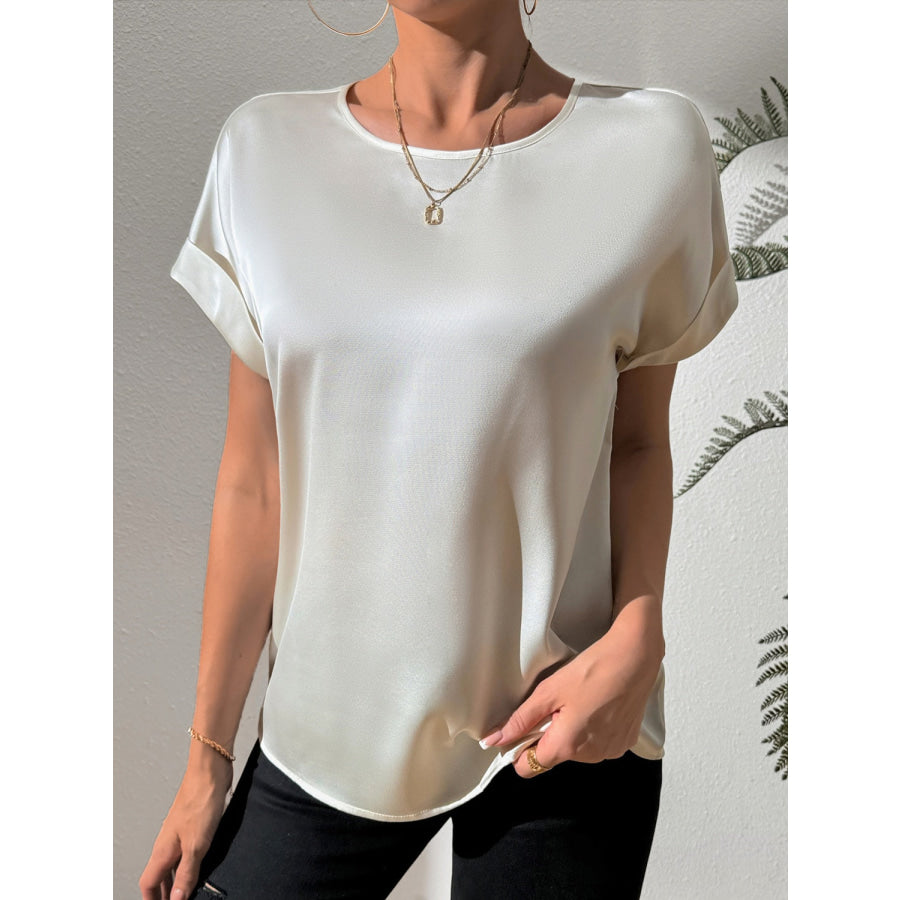 Round Neck Short Sleeve Blouse Apparel and Accessories