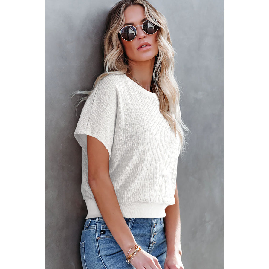 Round Neck Short Sleeve Blouse Apparel and Accessories