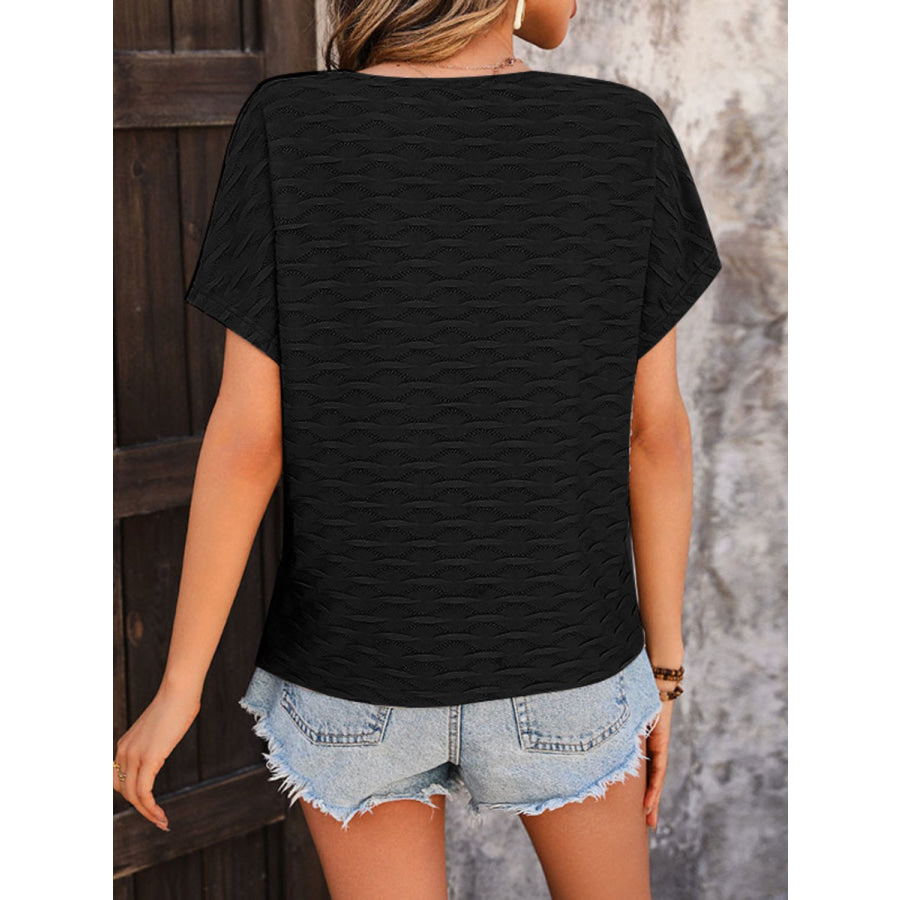 Round Neck Short Sleeve Blouse Apparel and Accessories