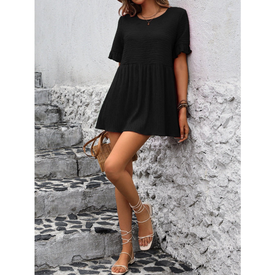 Round Neck Short Sleeve Blouse Apparel and Accessories