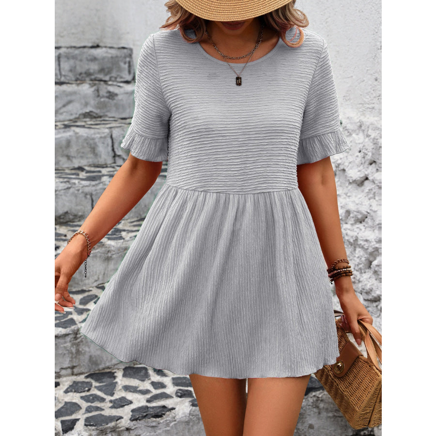 Round Neck Short Sleeve Blouse Apparel and Accessories