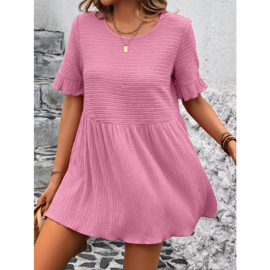 Round Neck Short Sleeve Blouse Apparel and Accessories