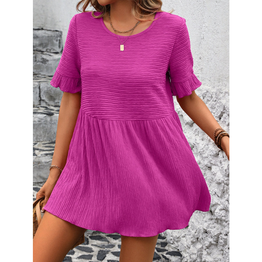 Round Neck Short Sleeve Blouse Apparel and Accessories